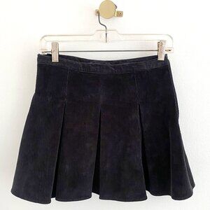 Vintage Black Corduroy Pleated Mini Skirt – Size S